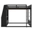 Grand lit superposé en bois avec bureau, deux tablettes de rangement, USB et lumière DEL, noir et gris-129420391