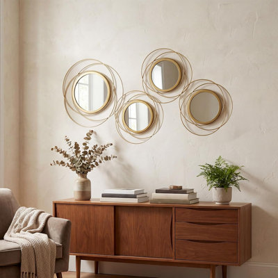 Ensemble de 4 miroirs ronds dorés 4 pièces