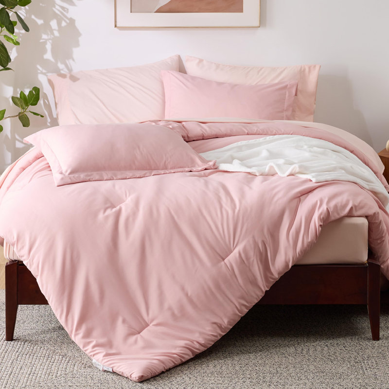 Bedsure Prewashed Bedding Set with Soft Fleece Microfiber Bed Blanket, Queen Comforter + 7 Additional Pieces