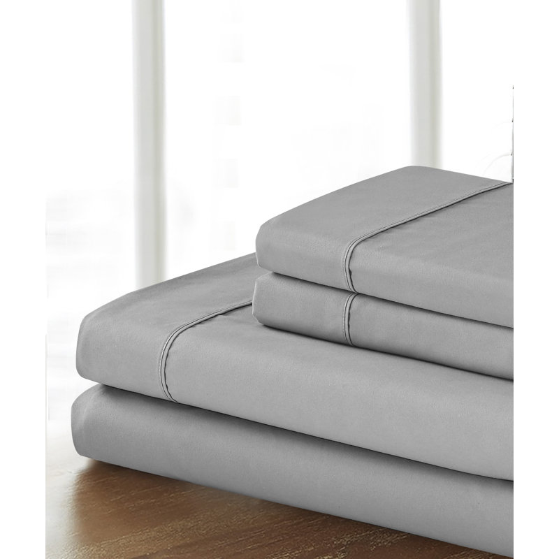 Organic Cotton 100% Cotton Sheet Set, Queen Sheet Set with 2 Pillowcases, Silver
