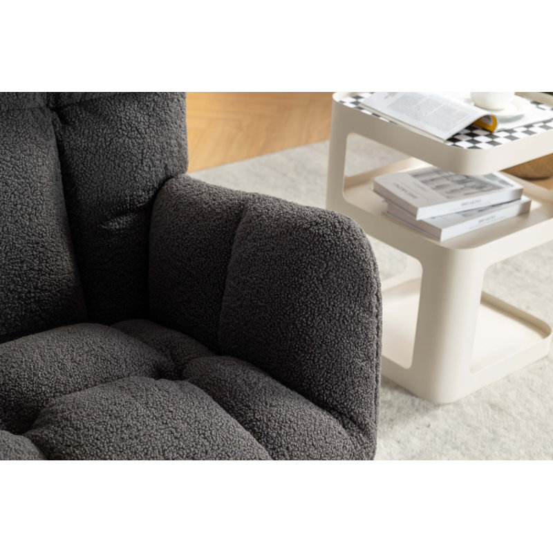 Chaise berçante en tissu Teddy, Gris foncé