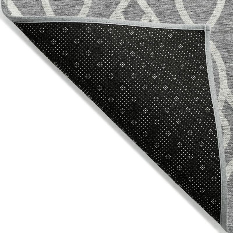 Tapis extérieur lavable à motif de treillis gris et ivoire 5 pi x 8 pi