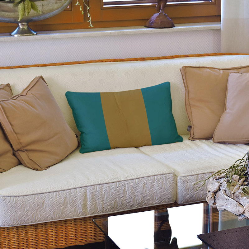 Housse de coussin lombaire Atlanta, Jacksonville, Cyan foncé / doré