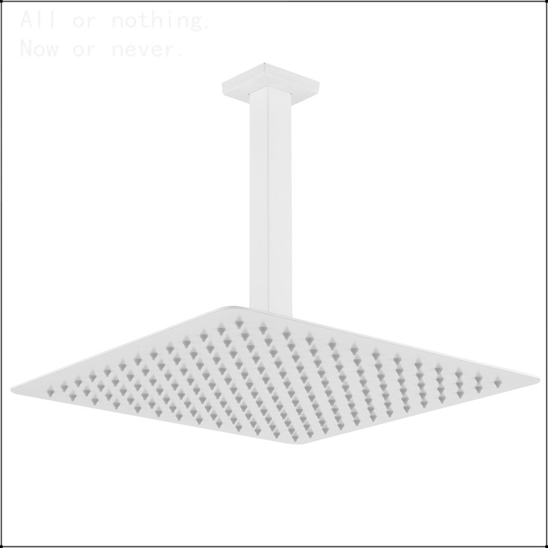Rain Shower Head High Pressure Rainfall Showerhead Water Saving, White