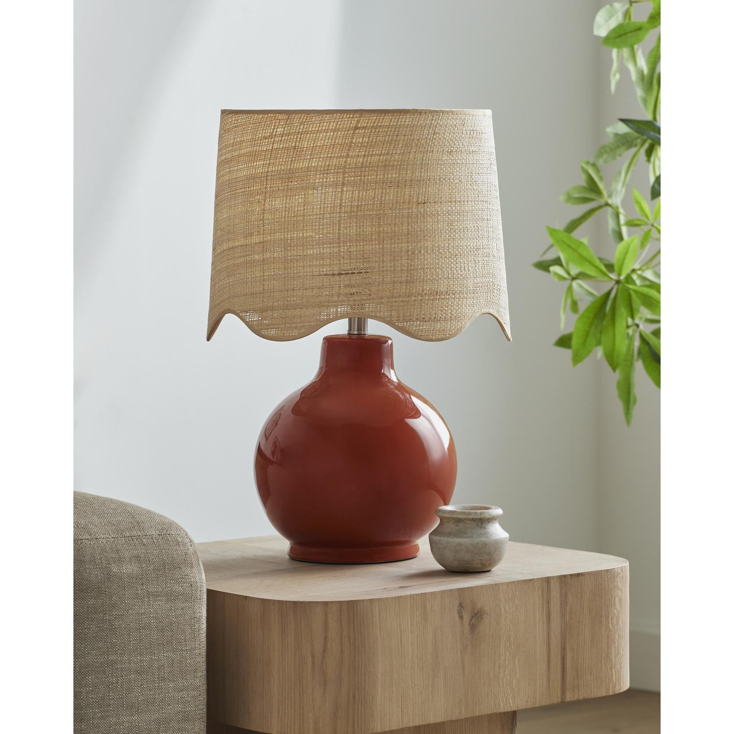 Maura Accent Table Lamp, Tan, Orange, 22"H x 15"W x 15"D