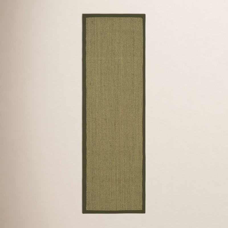 Auckland Jute/Sisal Beige/Green Area Rug, Runner 2'6" x 10'