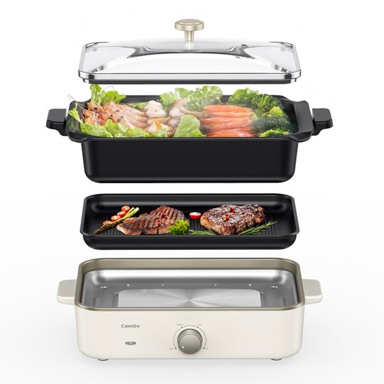 CalmDo Electric Grill, Smokeless Indoor Grill with Tempered Glass