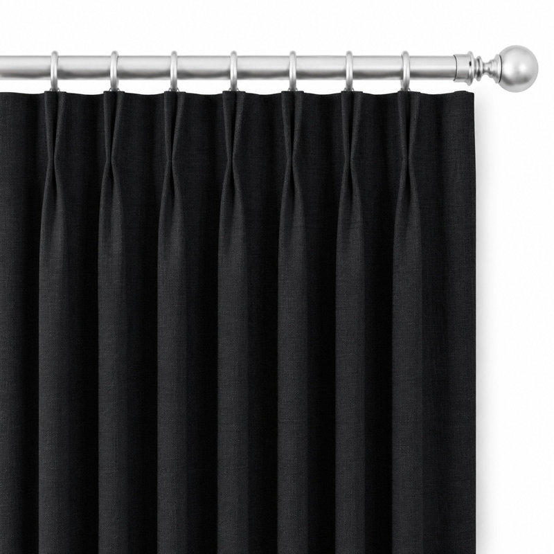 Tissu Linati | Tissu uni d'aspect lin | Couleur noire, Noir