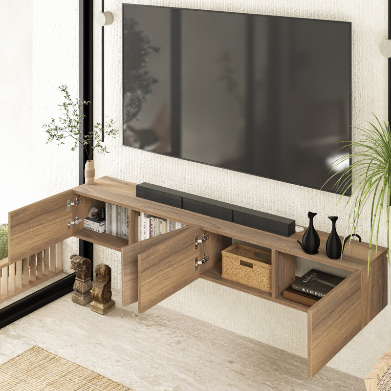 Multi Design Floating Tv Stand, Brown