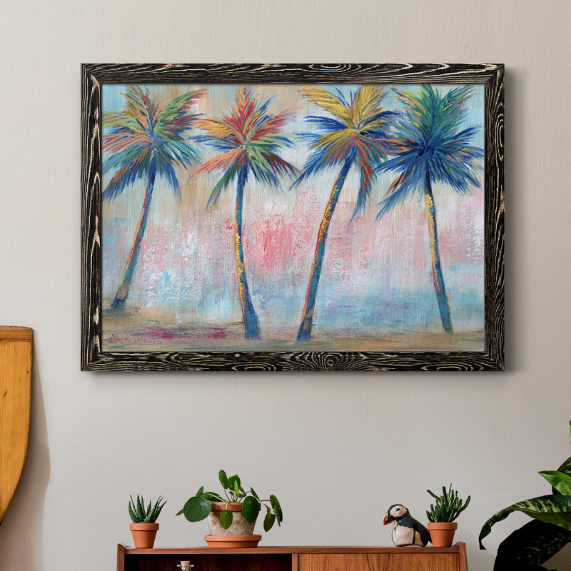 Color Pop Palms - Reproduction d'art sur toile encadrée, H 37,5 po x l 27,5 po x P 1,5 po, Noir