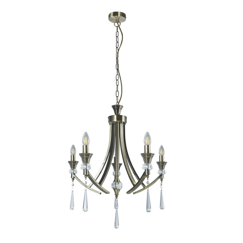 Eddings 5 - Light Candle Style Chandelier, Antique Brass