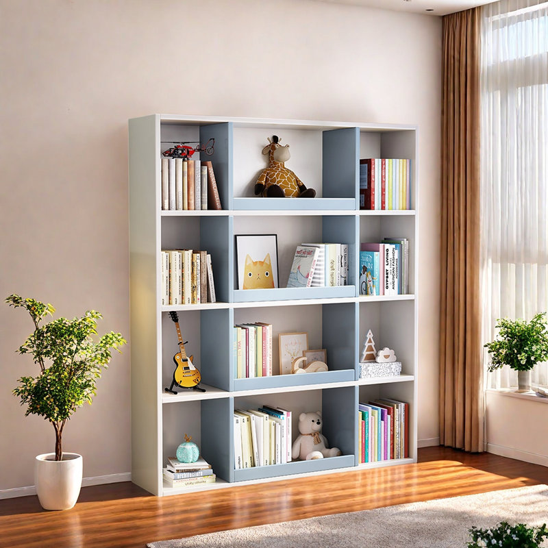 Une bibliothèque domestique durable et stable, Bleu / blanc