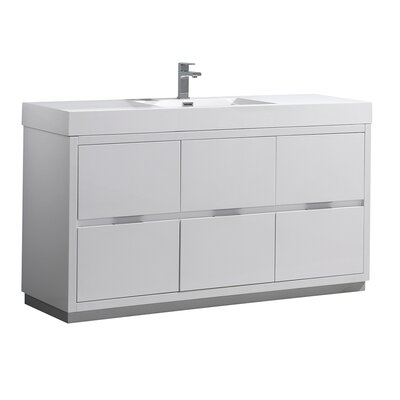 60'' Free-standing Modern Single Bathroom Vanity with Acrylic Vanity Top -  Fresca, FCB8460WH-I