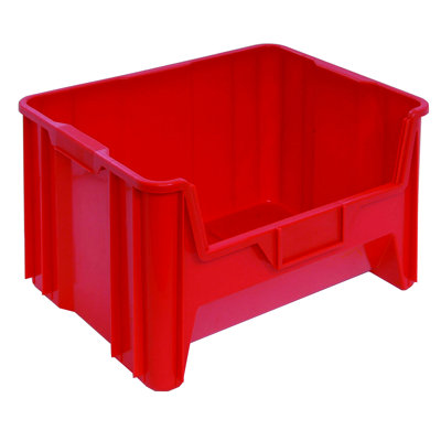 Container, stacking, 15-1/4" x 19-7/8" x 12-7/16", injection polypropylene, six 1/4" drill hole pattern on bottom allows for easy hole insertion for drainage and air circulation, case of 3