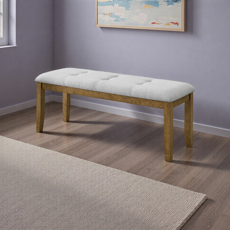 Banc de salle à manger noyer en chêne gris avec capitonnage