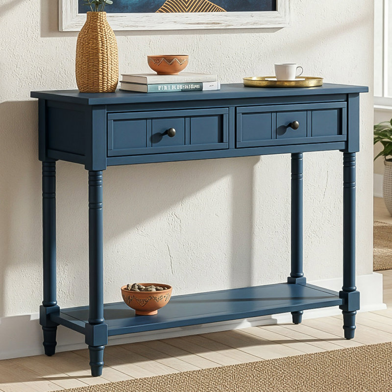 Armoire de rangement de bureau à 2 tiroirs de 35,34 po de largeur, Marine