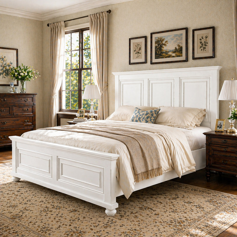Demint Solid Wood Platform Bed, Queen, White