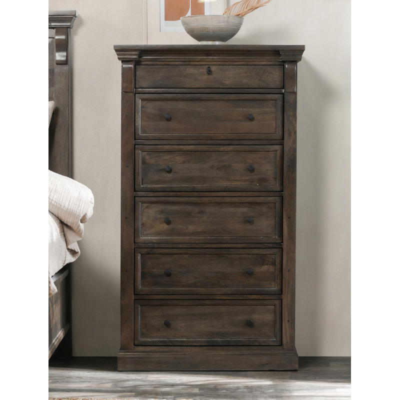 Adelaide 6 - Drawer Solid Wood Dresser, Dark Brown