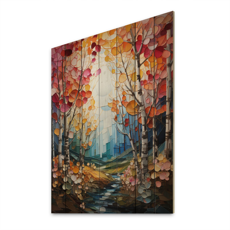 Birch Woods Autumn Harmony II sur impression sur bois, H 32 po x l 24 po x P 0,78 po