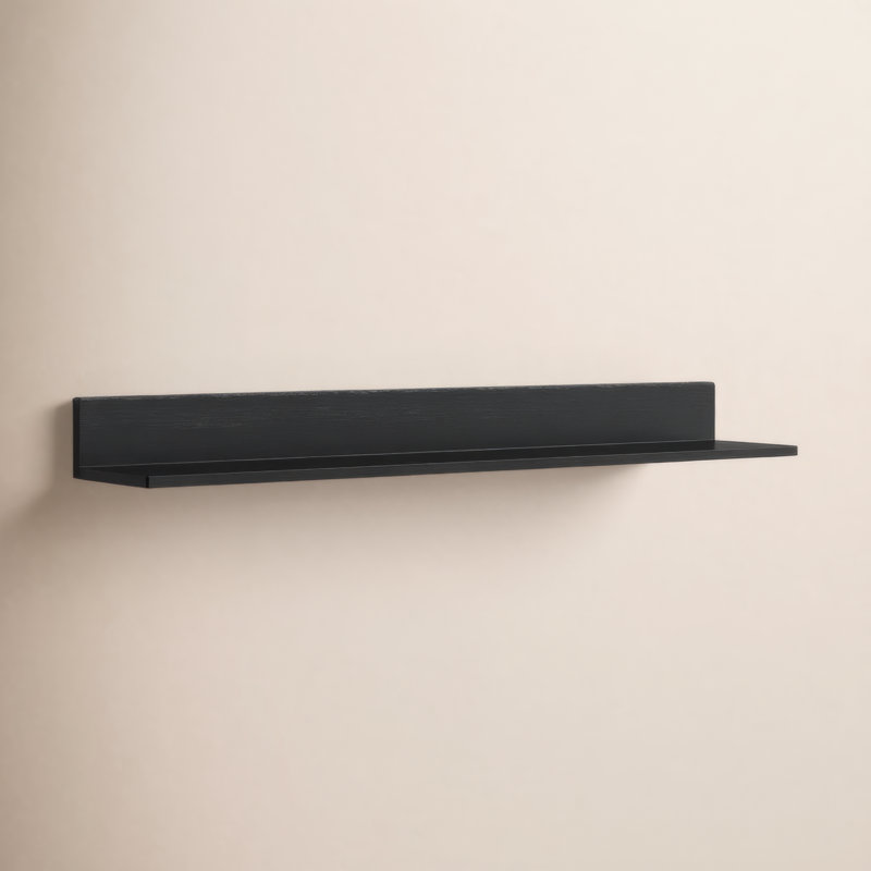 Tablette flottante en bois massif Dezerea, H 3,5 po x l 36 po x P 6,75 po, Noir, noir, noir, noir