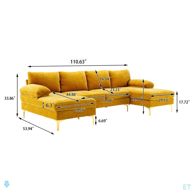 Canapé modulaire de salon / canapé d'appoint, Polyester jaune moutarde