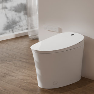 AQUATIZ Smart Toilet with Bidet Built-In - All-in-One Intelligent Toilet with Automatic Opening/Closing Lid, Heated Seat, Night Light & Backup Power, No Plumbing Renovation Required
