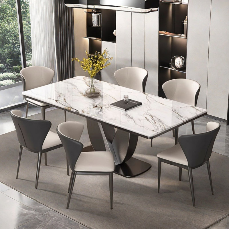 Italian style simple rectangular dining table sets, 29.5''H x 55.1''L x 31.5''W 