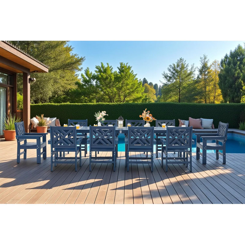 All-weather Hdpe Patio Dining Set With Umbrella Hole, 10