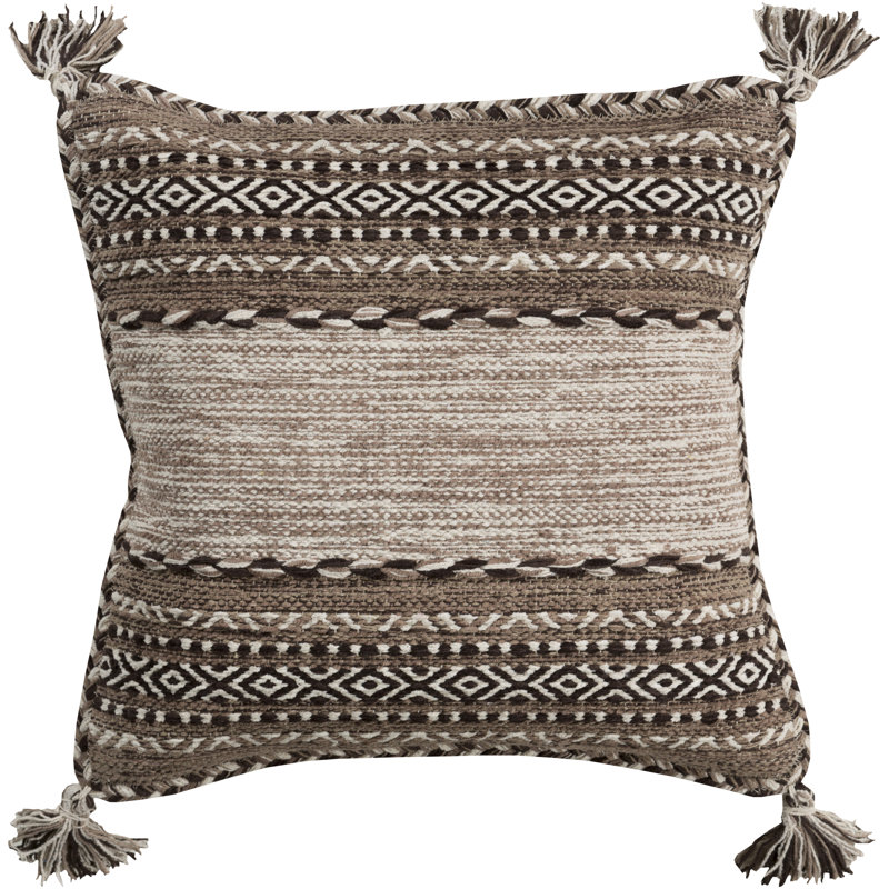 Doralynne Throw Pillow Cover & Insert, 18" x 18", Taupe, Polyester/Polyfill