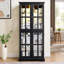 Vitrine traditionnelle rétro avec portes en verre, tablettes réglables, ampoule E26 | Noir | Panneau de fibres à densité moyenne + verre-828444089