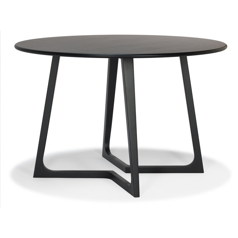 Ashla Round Solid Wood Base Dining Table, Black