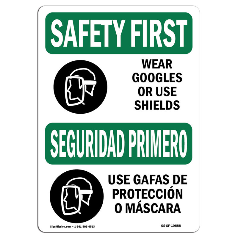 OSHA Safety First - Masque anti-usure, H 18 po x l 12 po x P 0,1 po