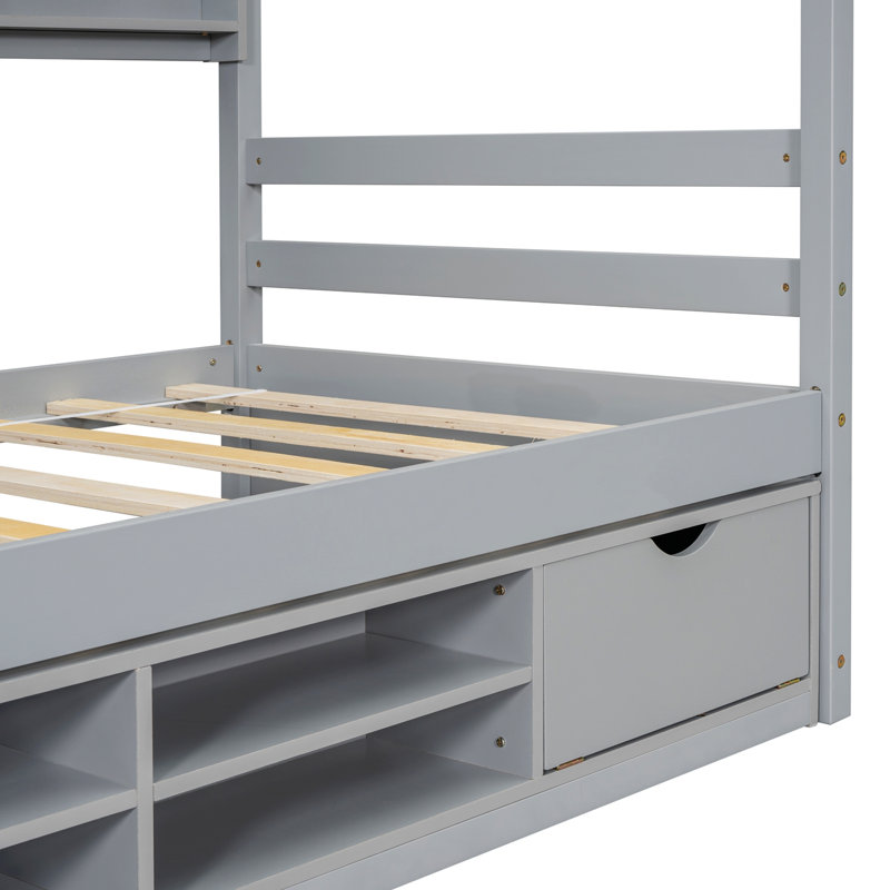 Addalina Canopy Bed, Twin, Gray/Natural