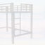 Lit mezzanine simple en métal de taille XL avec échelles et garde-corps faciles à monter, blanc, peu encombrant et élégant