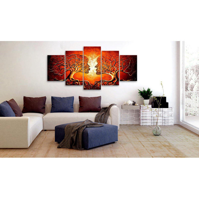 Chaleur de l'amour - 5 pièces, impression sur toile tendue, H 40 po x l 80 po x P 1 po