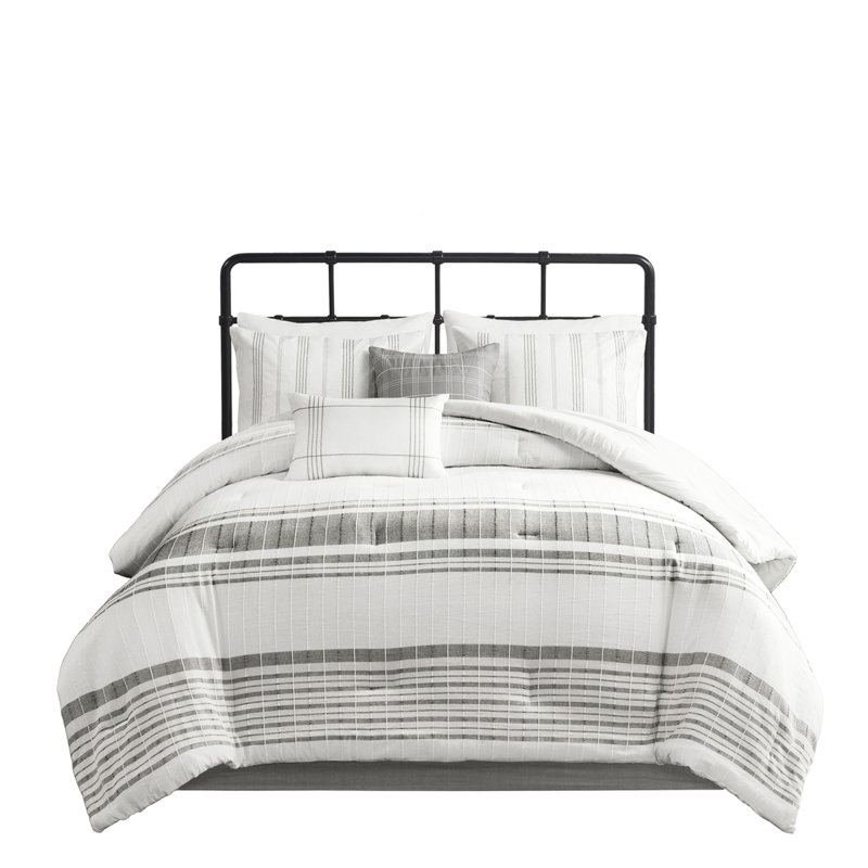 Très grand édredon très grand en coton - blanc / gris pour chambre à coucher relaxante 6 pièces gris / blanc style classique