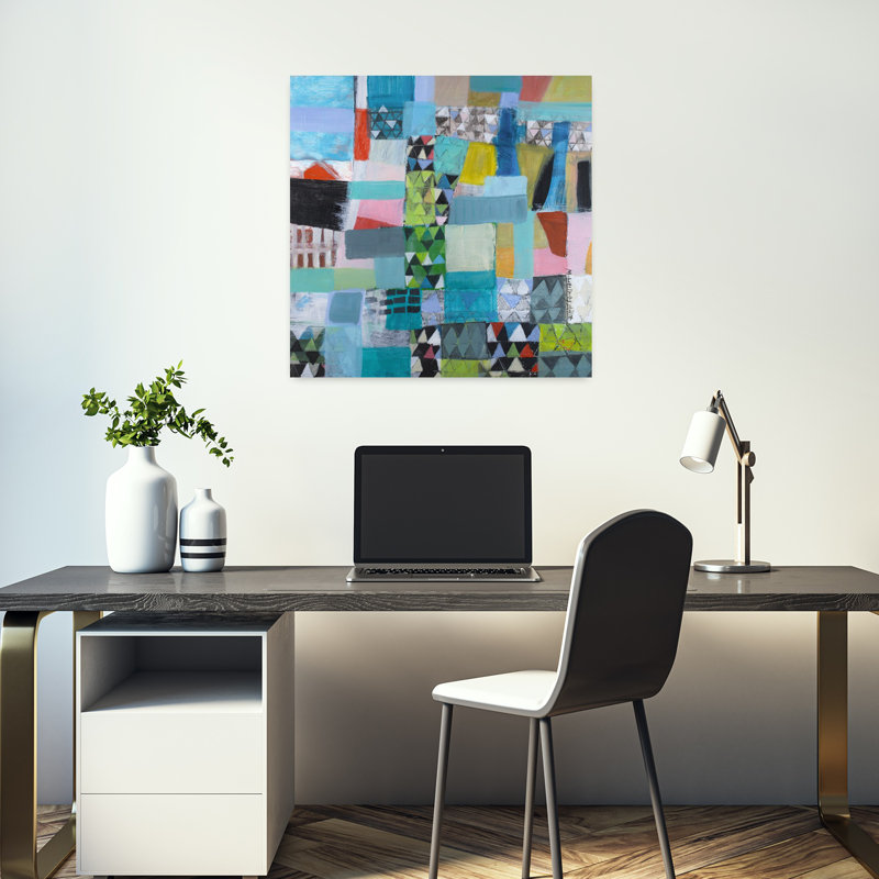 Champs et forêts, art contemporain abstrait, H 18 po x l 18 po