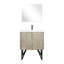 30 po De salle de bain rustique avec comptoir en quartz blanc, robinet en métal et miroir incandescent de 28 po