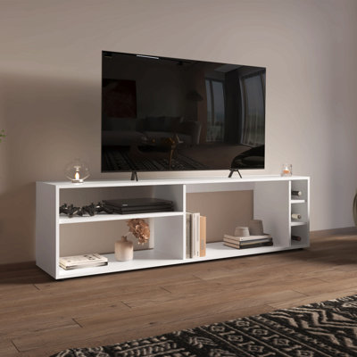  Tv Stand With Three Open Shelves And Three Bottle Cubbies, Cable Management, Bar Tv Stand, Living Room, Tv Room