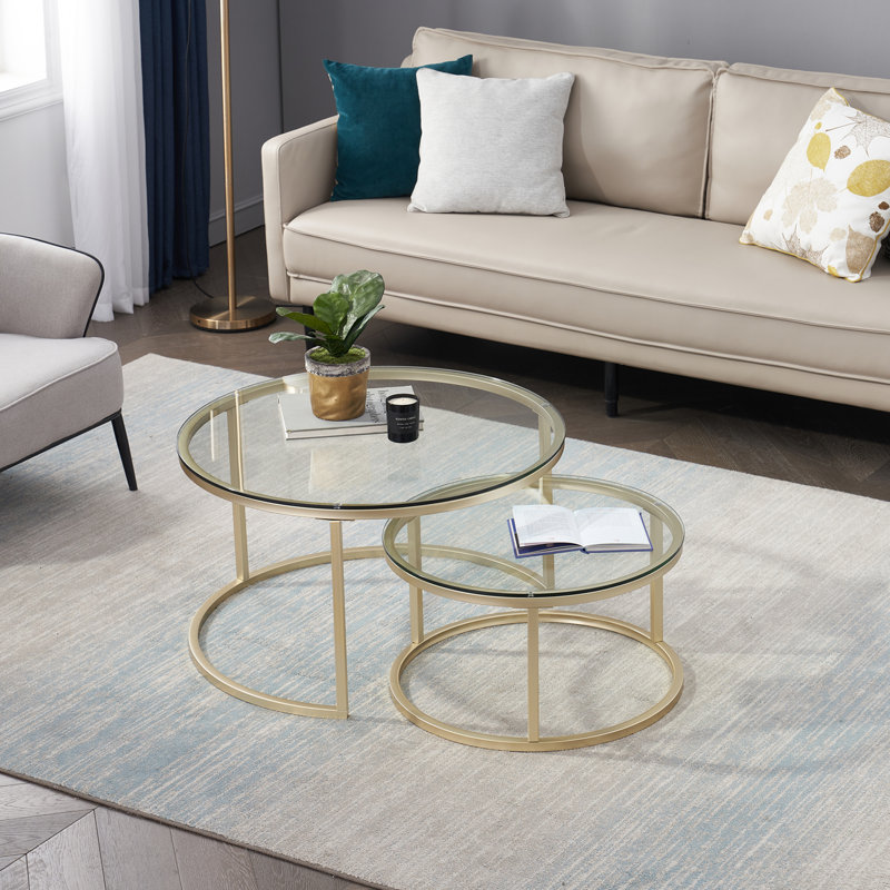 Frame Coffee Table, Clear, Gold, Glass