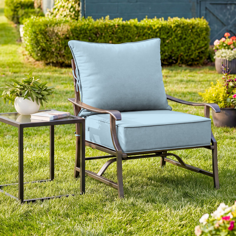 Ensemble de coussins de siège d'extérieur Wynee, Bleu clair, 5", 24" W x 24" D