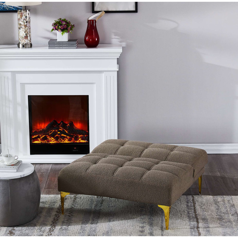 Terresia Upholstered Fabric Convertible Chair with Ottoman, Taupe Teddy
