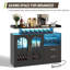 Armoire à vin de 47,2 po avec lumières à DEL et chargement, armoires à boissons alcoolisées modernes avec 2 grands tiroirs de rangement
