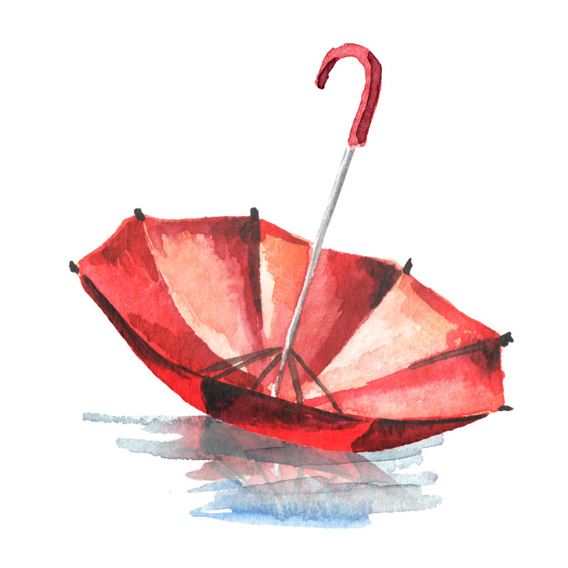 Tiandre, parapluie dans une flaque sur toile, H 12 po x l 12 po