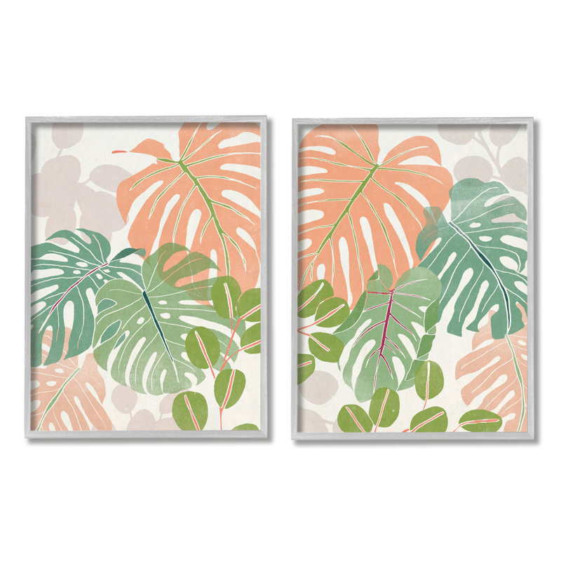 Feuilles de palmier tropicales tropicales vert orange, Estampe numérique Farmhouse, H 20 po x l 16 po