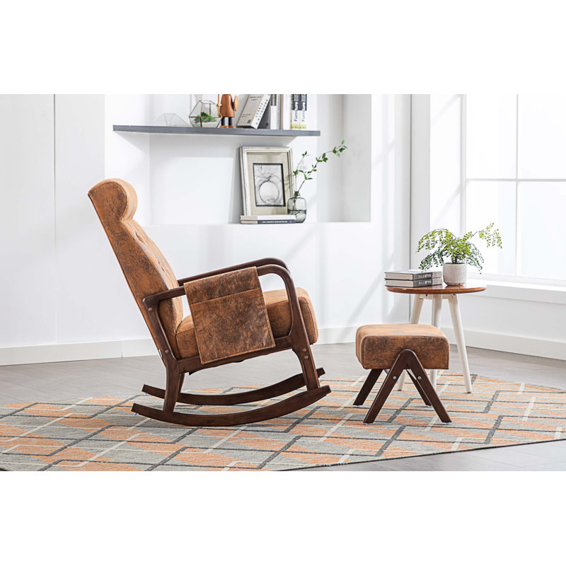 Chaise berçante Solid + PlyWood, Tissu de polyester café