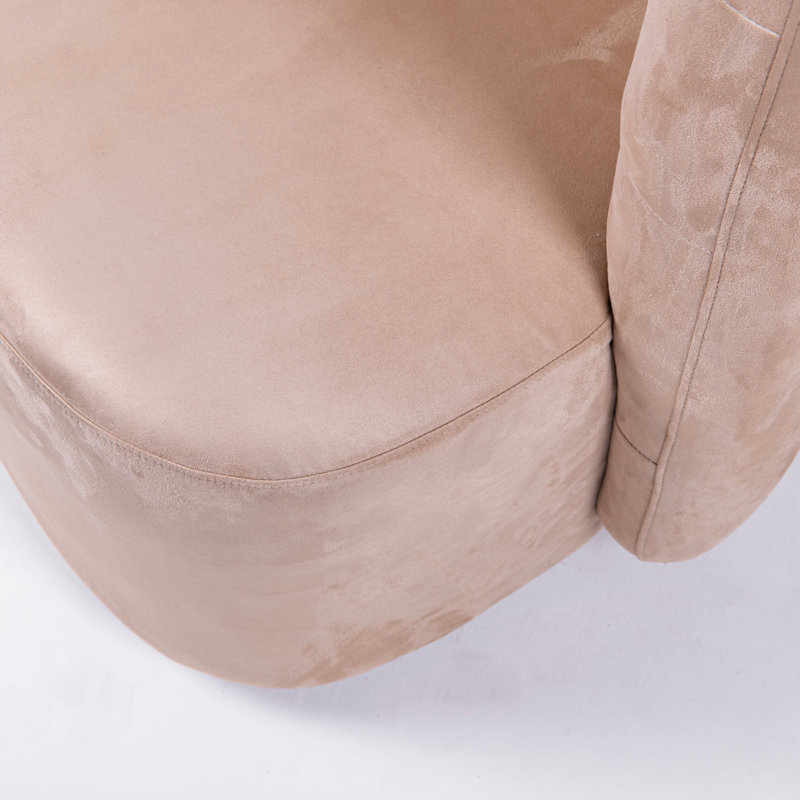 Fauteuil demi-tonneau pivotant capitonné en lin et coton, Microfibre beige