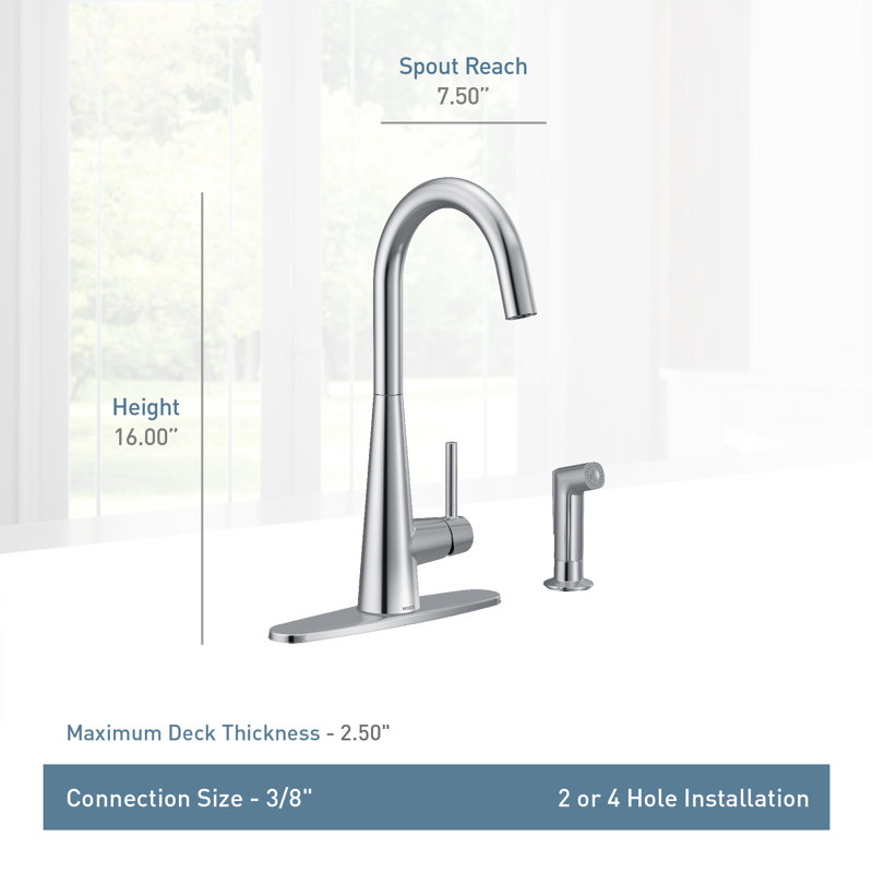 Sleek High Single Handle Kitchen Faucet with Side Spray, Spot Resist Stainless