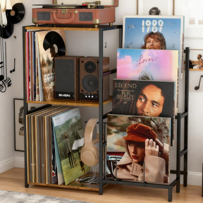 4-Tier Record Player Stand, Turntable Stand With Vinyl Record Storage