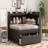 Full Size L-Shaped Bookcases Bed Frame With Power Outlets, With Usb Charging Function Charging Ports,Two Drawers-193006783